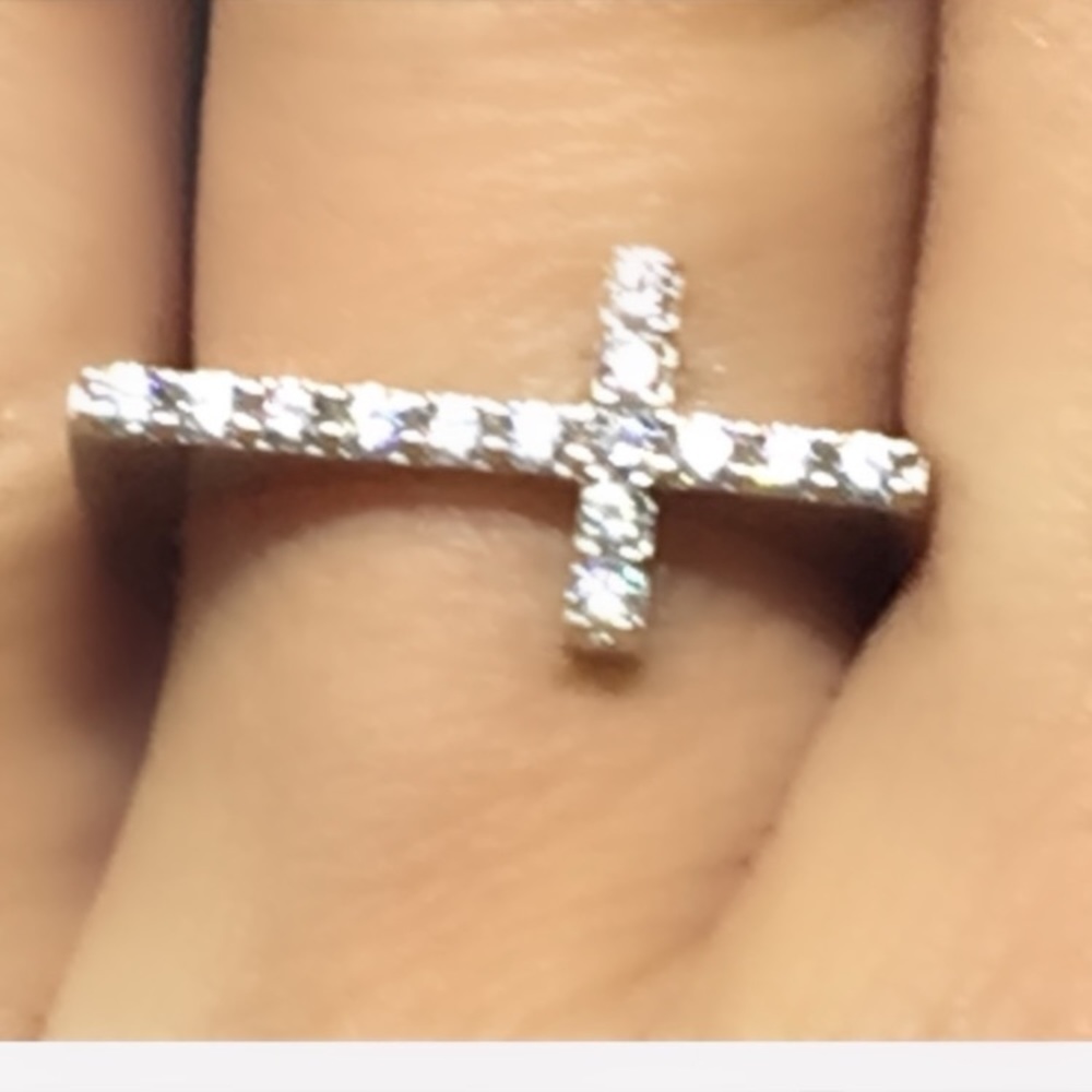 Sterling 925 AAA MM Diamonds size7.25 & 8.75 Cross